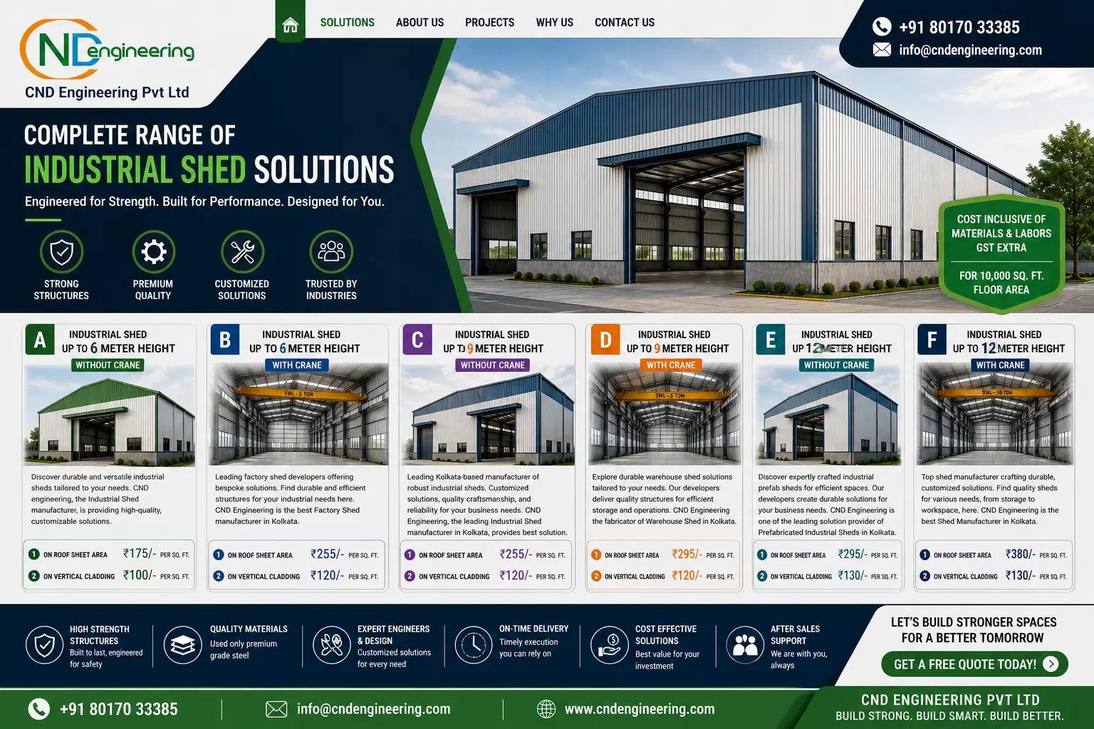 Industrial shed manufacturer in Kolkata offering 6m, 9m and 12m shed solutions by CND Engineering