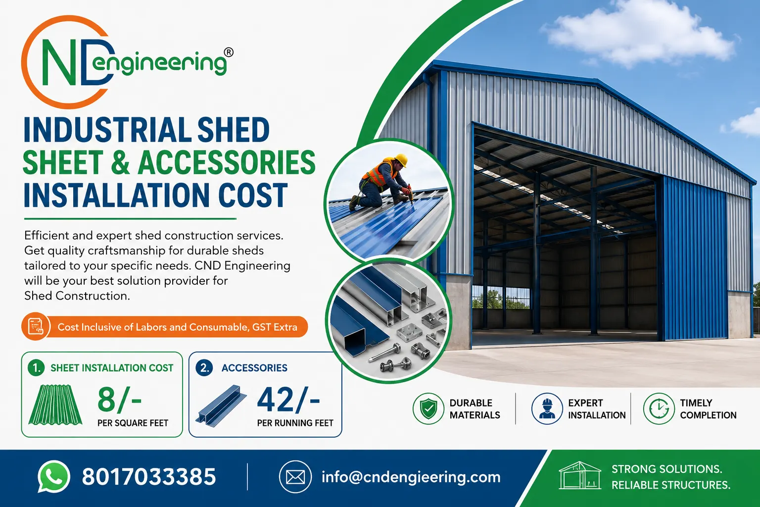 Industrial roof sheet installation cost in Kolkata by CND Engineering
