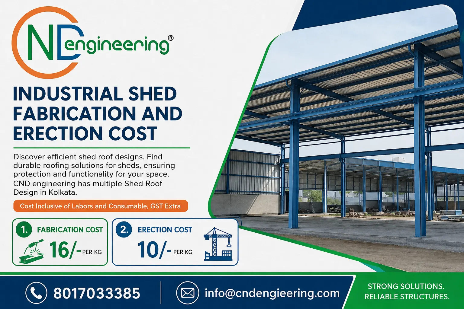 Industrial shed fabrication and erection cost in Kolkata by CND Engineering