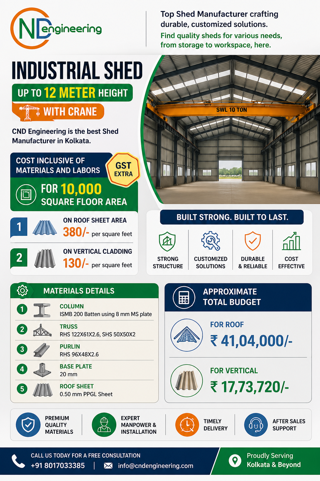 CND Engineering industrial shed infographic